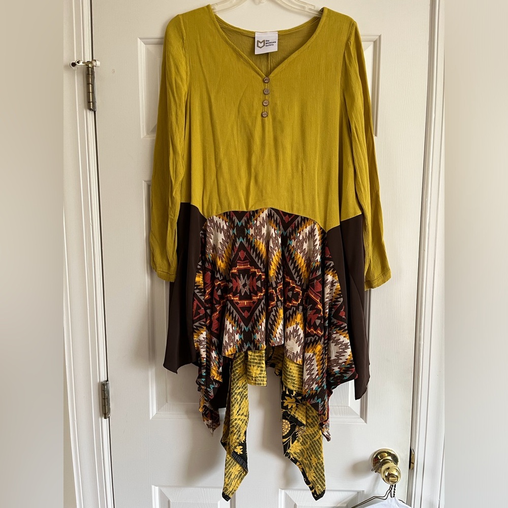 Upcycled MORGAN FACTORY western print tunic top S M L